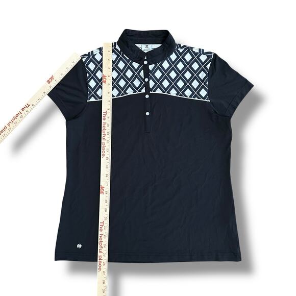 Daily Sports Golf Polo Shirt Women’s XL Black White Geometric Print Short Sleeve - Picture 4 of 11